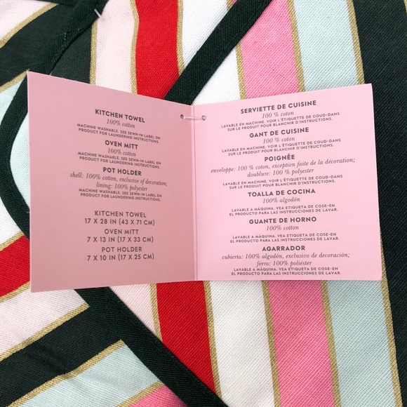 Kate Spade Pink Red 3 Piece Kitchen Towel Set - Picture 3 of 5